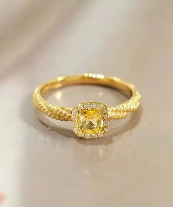 2024 New Gold Overgild Zircon Crystal Rings WF002