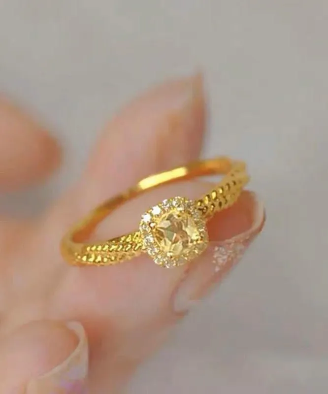 2024 New Gold Overgild Zircon Crystal Rings WF002