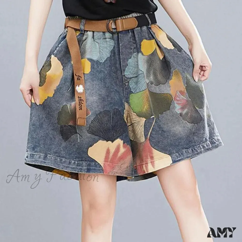 Amy Fashion - Knee Length Denim Shorts