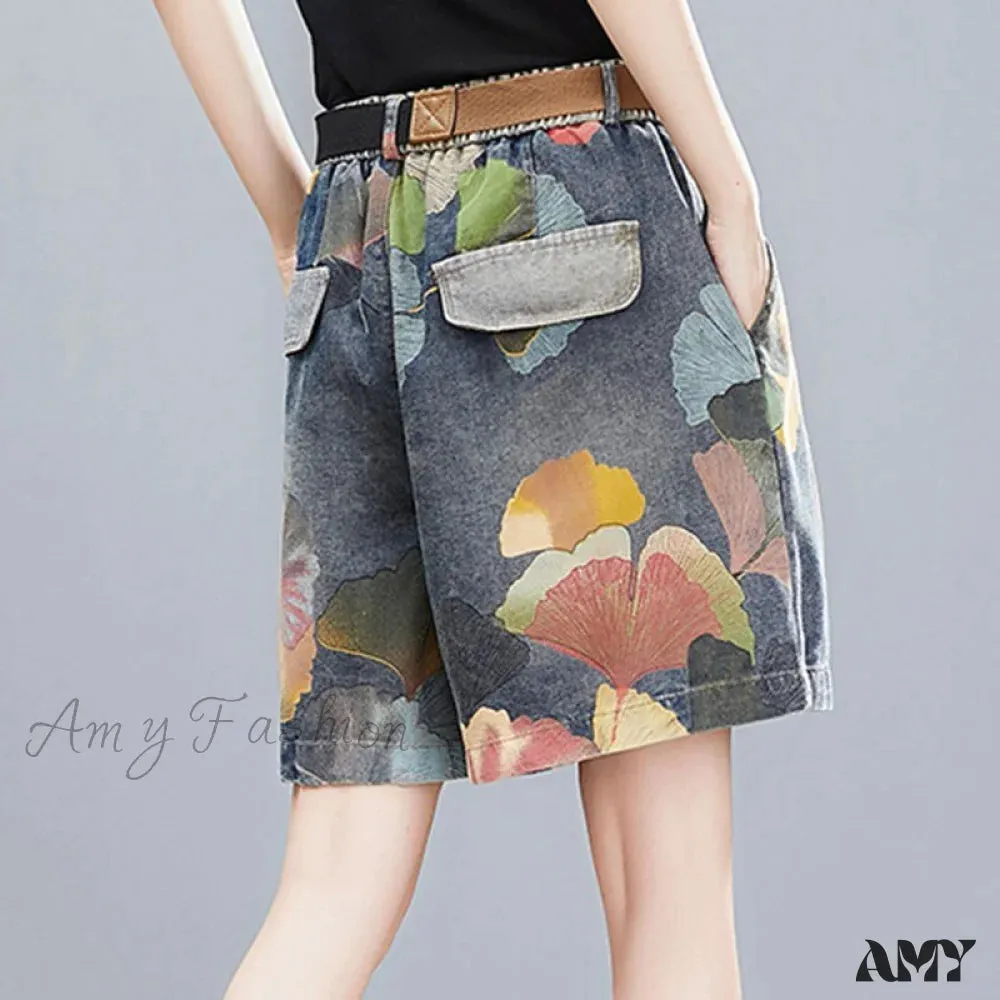 Amy Fashion - Knee Length Denim Shorts