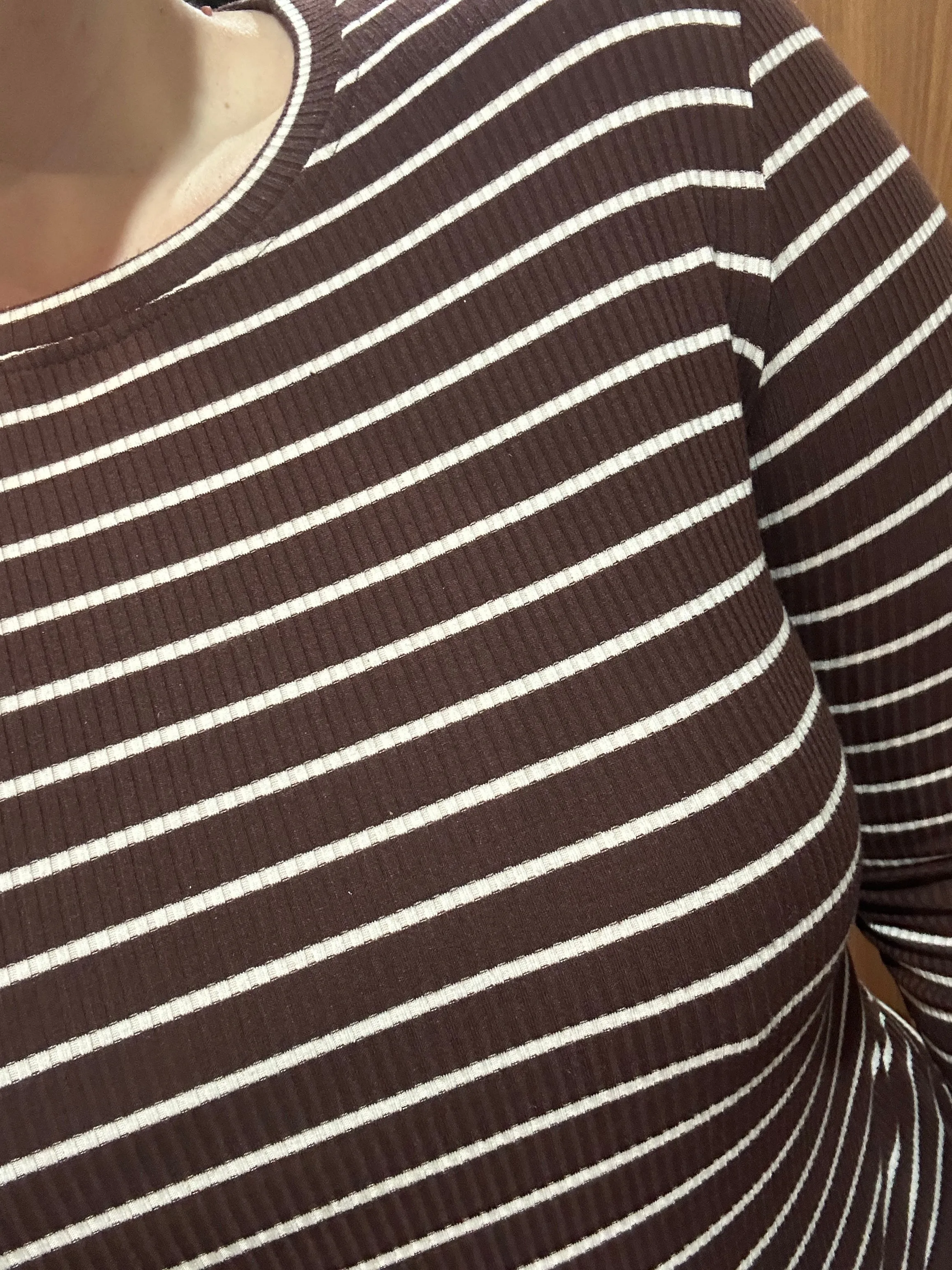 Ava Top - Brown Ribbed Stripe