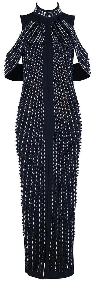 Bead & Crystal Embellished Dress, Black