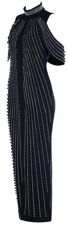 Bead & Crystal Embellished Dress, Black