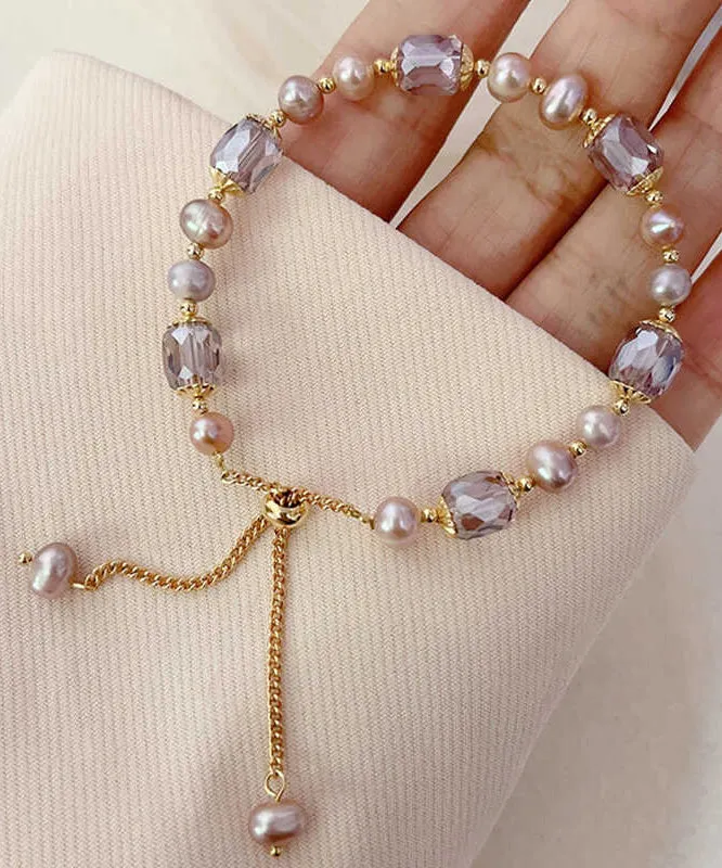 Beautiful Gold Sterling Silver Overgild Pearl Crystal Tassel Charm BraceletFine Silk Sterling Silver Broken Silver Gypsophila Necklace ET004