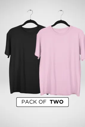 Black and Light Pink Oversized T-Shirts Combo for Men