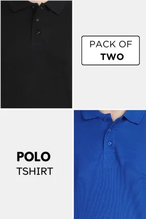 Black and Royal Blue Polo T-Shirts Combo for Men