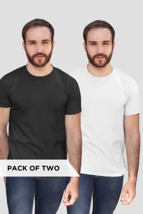 Black and White Plain T-shirts Combo for Men