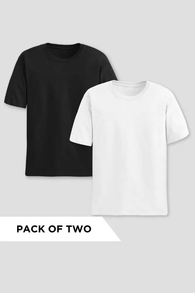 Black and White Plain T-shirts Combo for Men