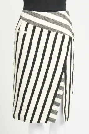 Black and White Stripe Textured Preowned Skirt