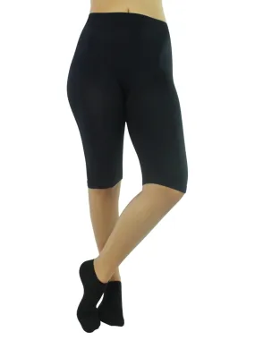 Black Knee Length Stretchy Shorts