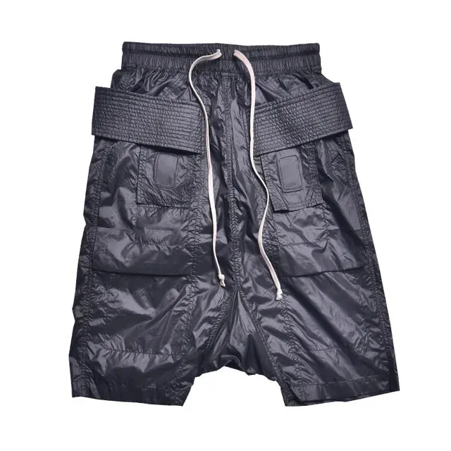 Black Loose Unique Knee Length Shorts