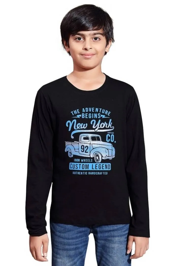 Boys Cotton Printed Long Sleeve T-Shirt