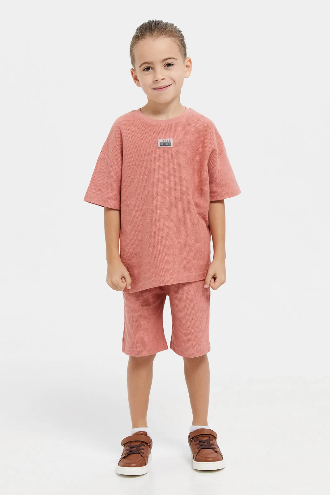 Boys Orange Oversized T-Shirt And Shorts Set (2 Piece)