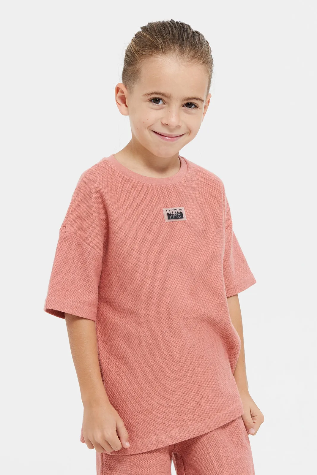 Boys Orange Oversized T-Shirt And Shorts Set (2 Piece)