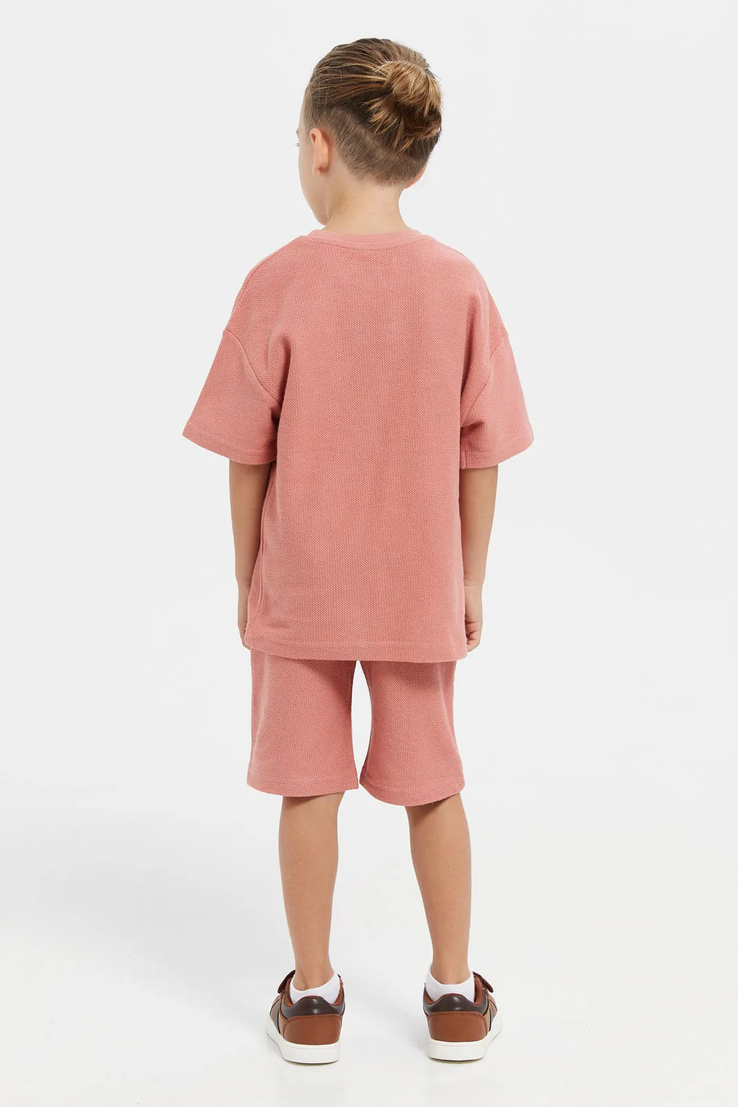 Boys Orange Oversized T-Shirt And Shorts Set (2 Piece)