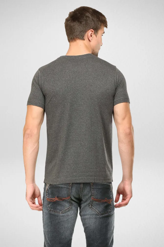 Brick Red and Charcoal Melange Plain T-shirts Combo for Men