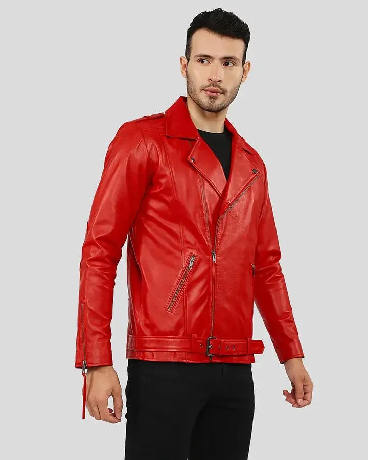 Buel Red Motorcycle Leather Jacket