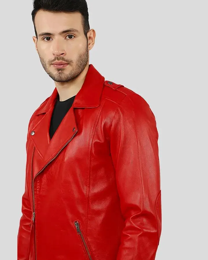 Buel Red Motorcycle Leather Jacket