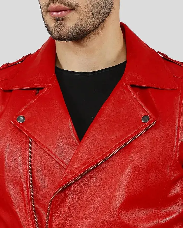 Buel Red Motorcycle Leather Jacket