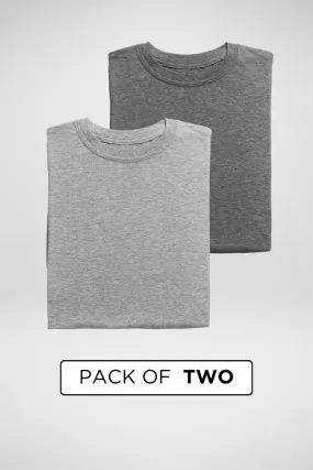 Charcoal Melange and Grey Melange Plain T-shirts Combo for Women