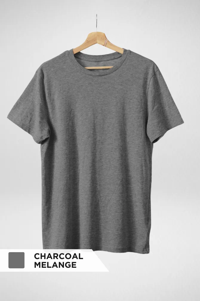 Charcoal Melange and Grey Melange Plain T-shirts Combo for Women