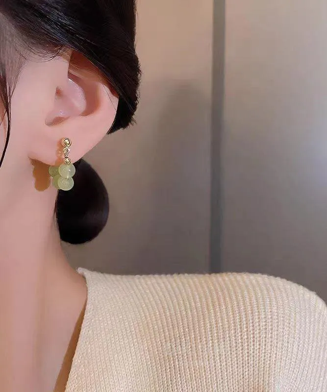 Chic Green Overgile Crystal Hoop Earrings TW1048