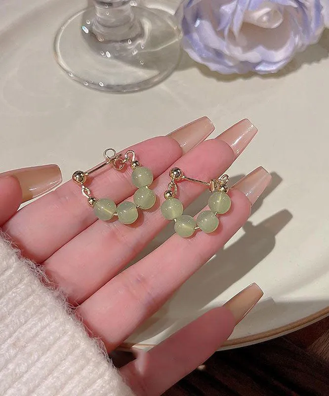 Chic Green Overgile Crystal Hoop Earrings TW1048