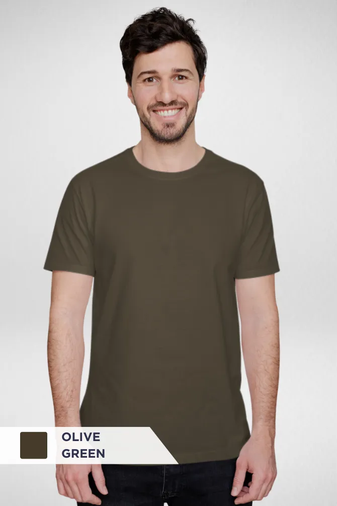 Coffee Brown and Olive Green Plain T-shirts Combo for Men