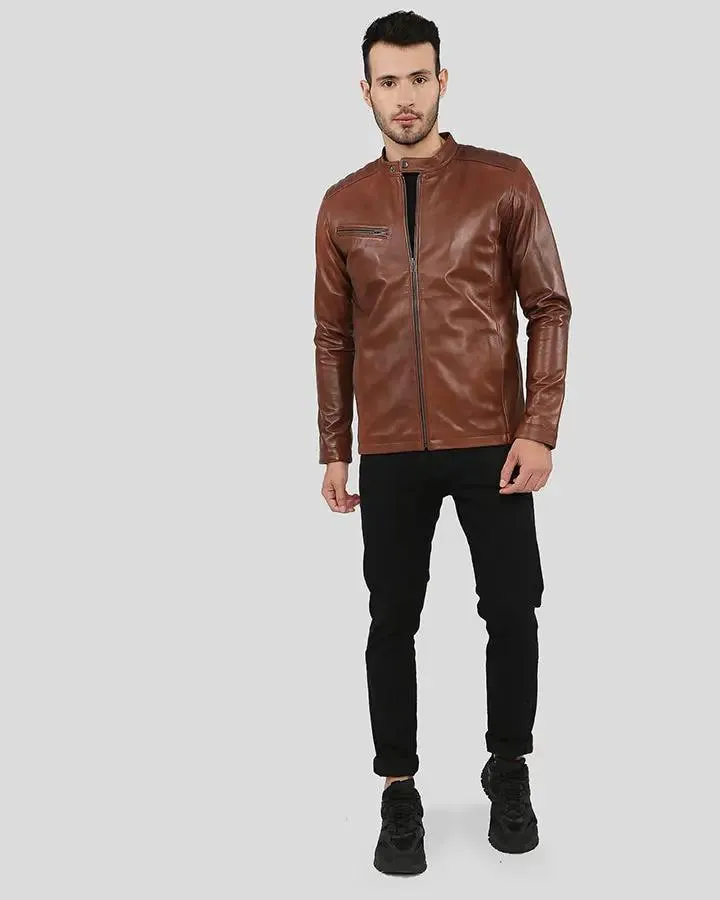 Connor Black Motorcycle Leather Jacket