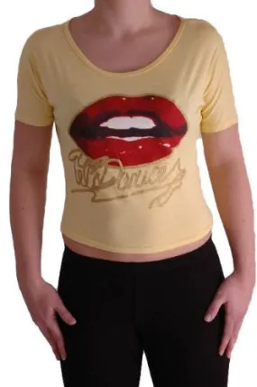 Cute Lips Print Cropped Tops