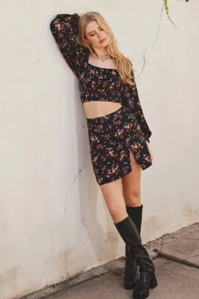 Dark Floral Mini Skirt