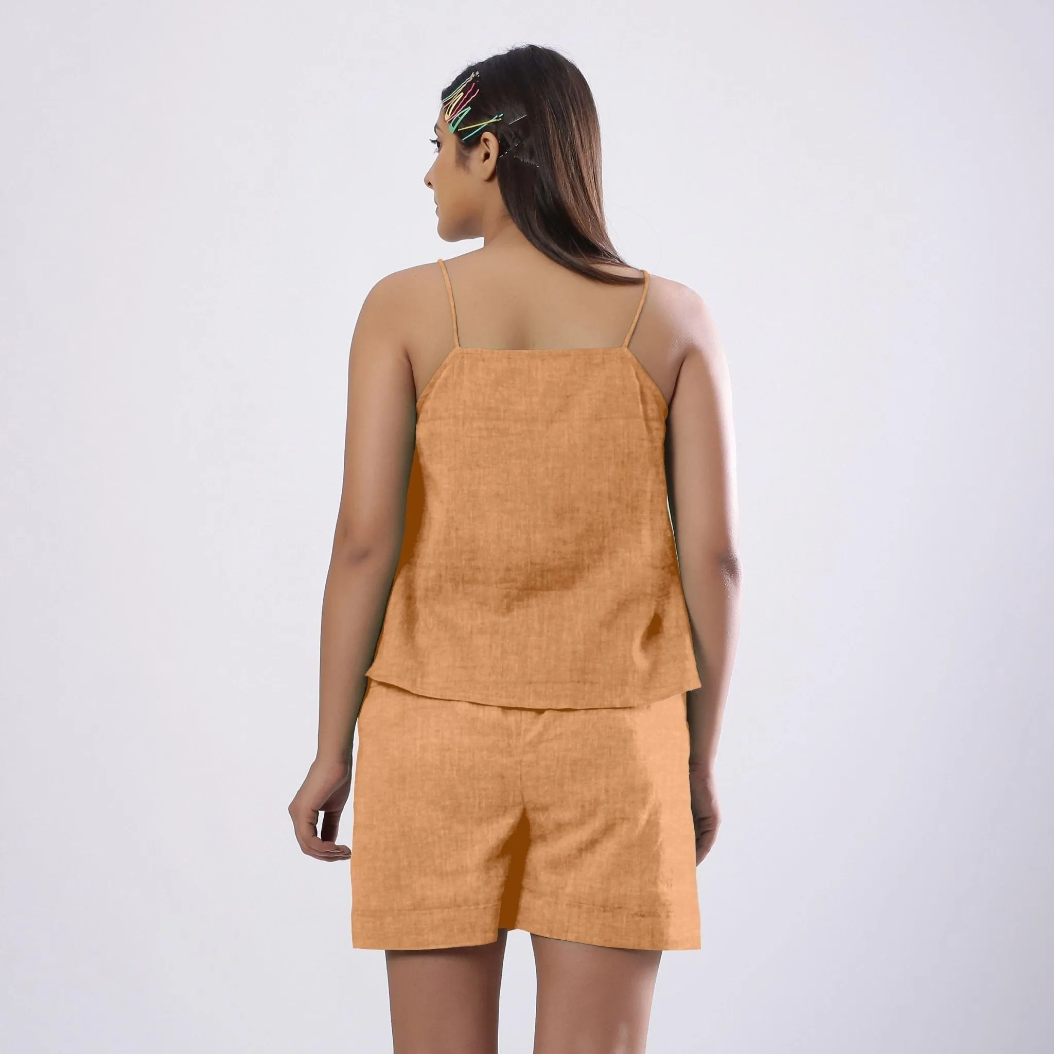 Desert Yellow 100% Linen Flared Camisole Top