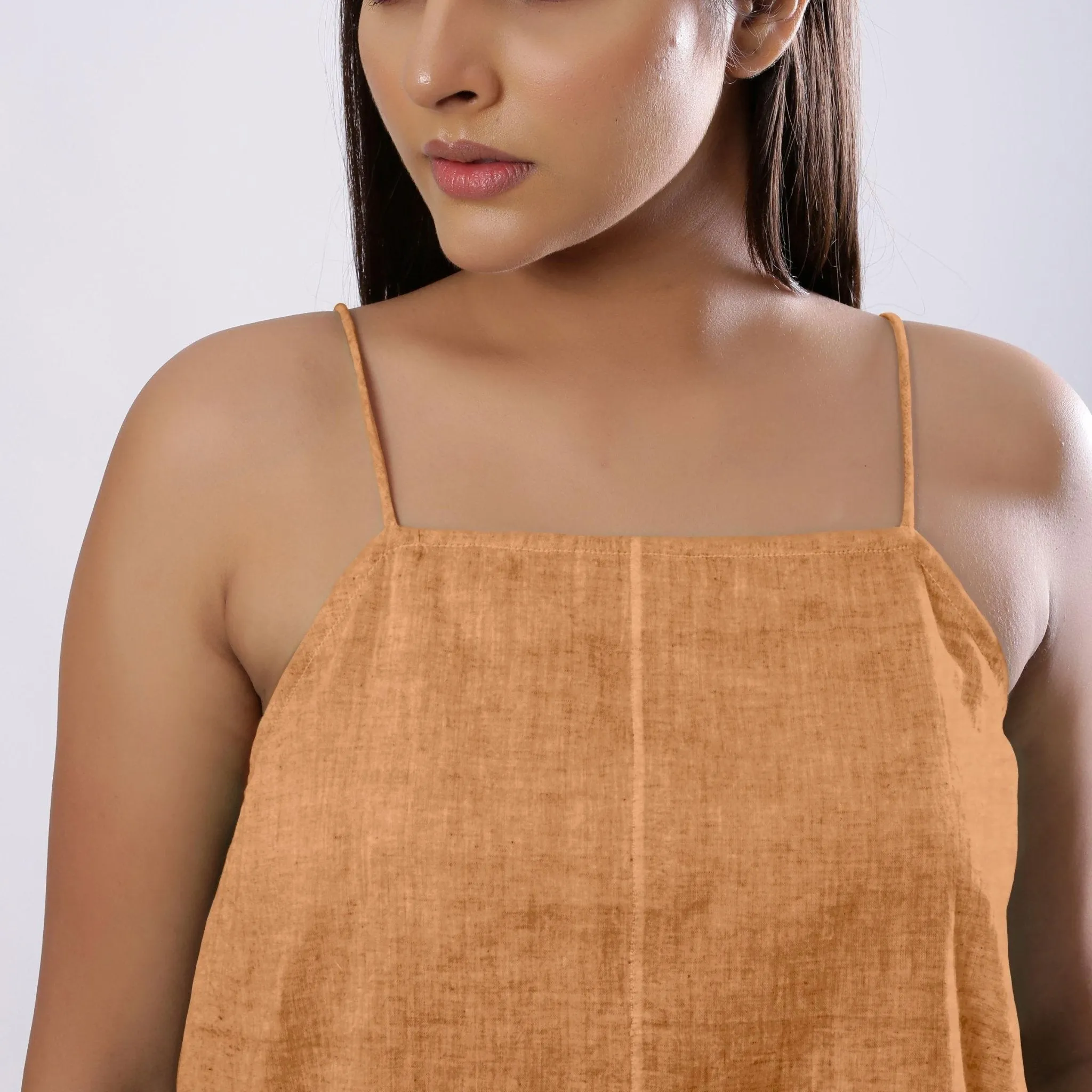 Desert Yellow 100% Linen Flared Camisole Top