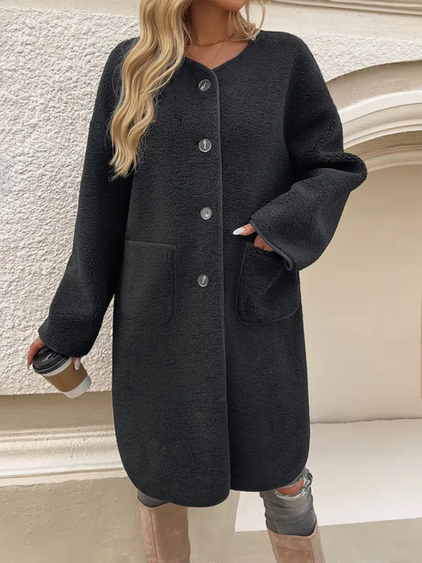 Elegant Winter Plush Long Coat for Women