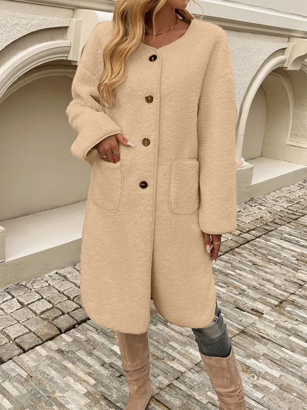 Elegant Winter Plush Long Coat for Women