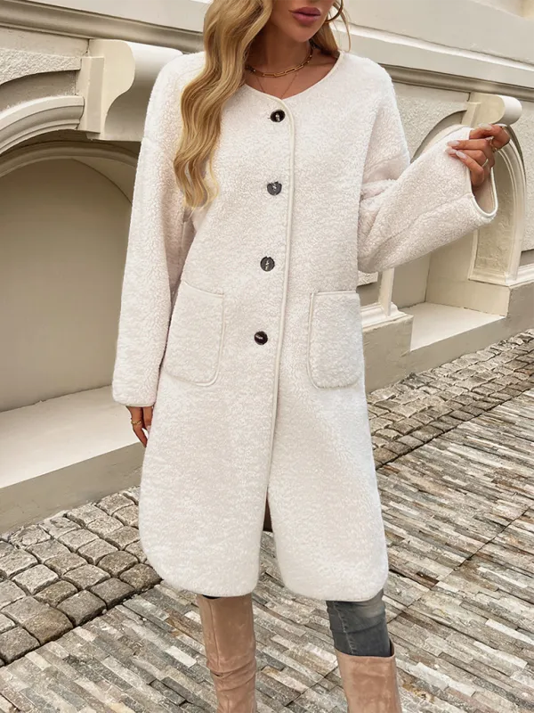 Elegant Winter Plush Long Coat for Women