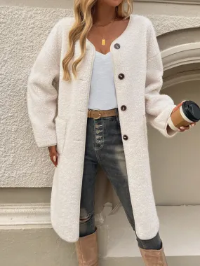 Elegant Winter Plush Long Coat for Women