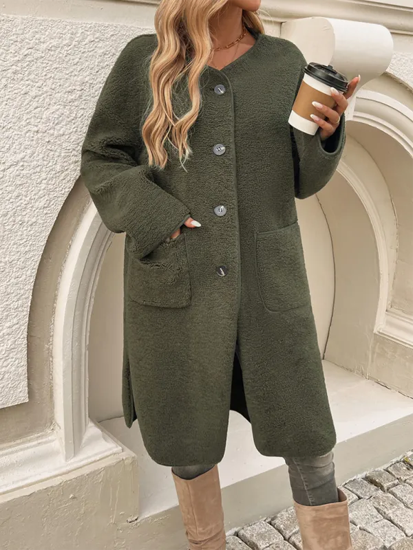 Elegant Winter Plush Long Coat for Women