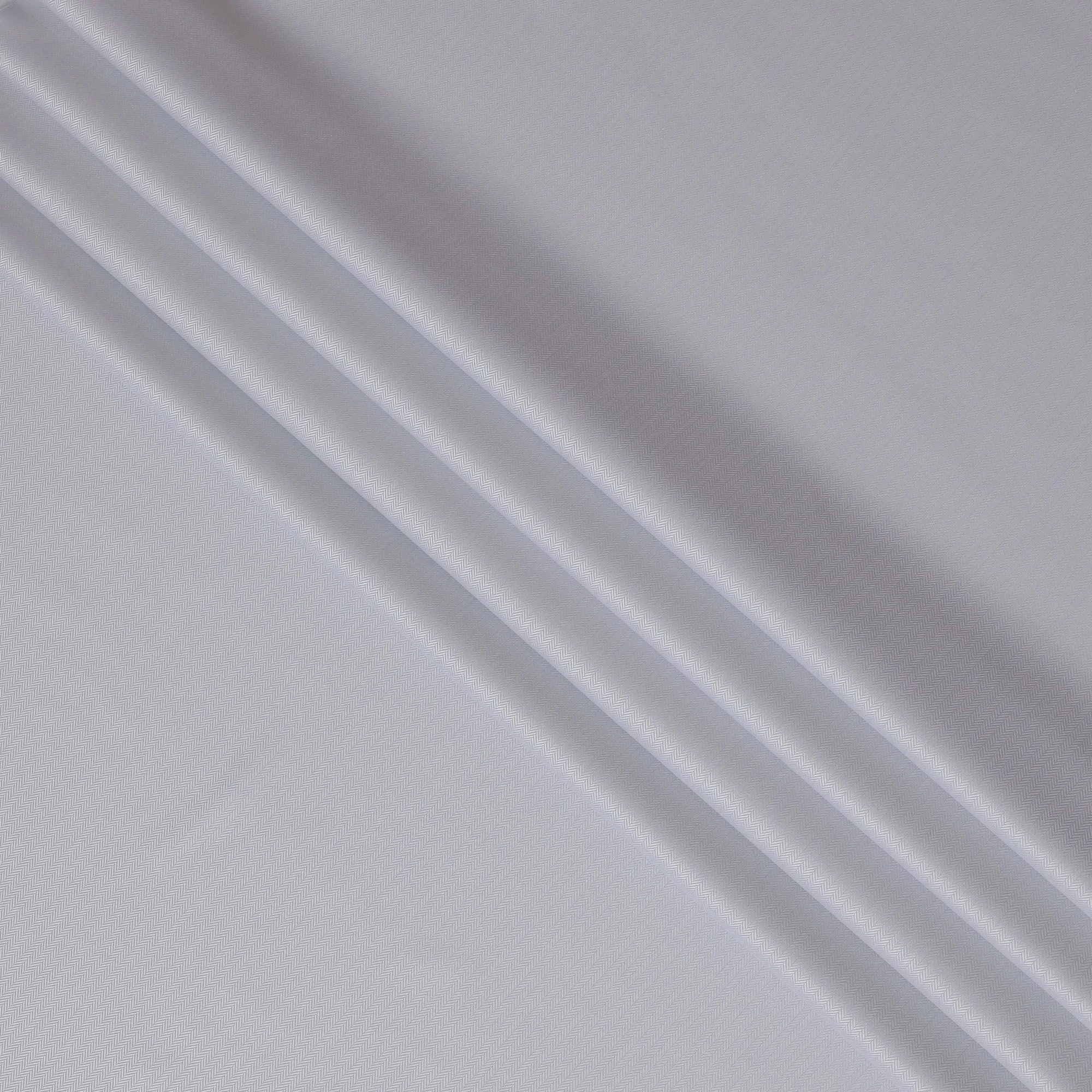 Exquisite Swiss 100% Cotton Herringbone Shirting Fabric - 150cm, Refined Silver-White Herringbone Design-D18883