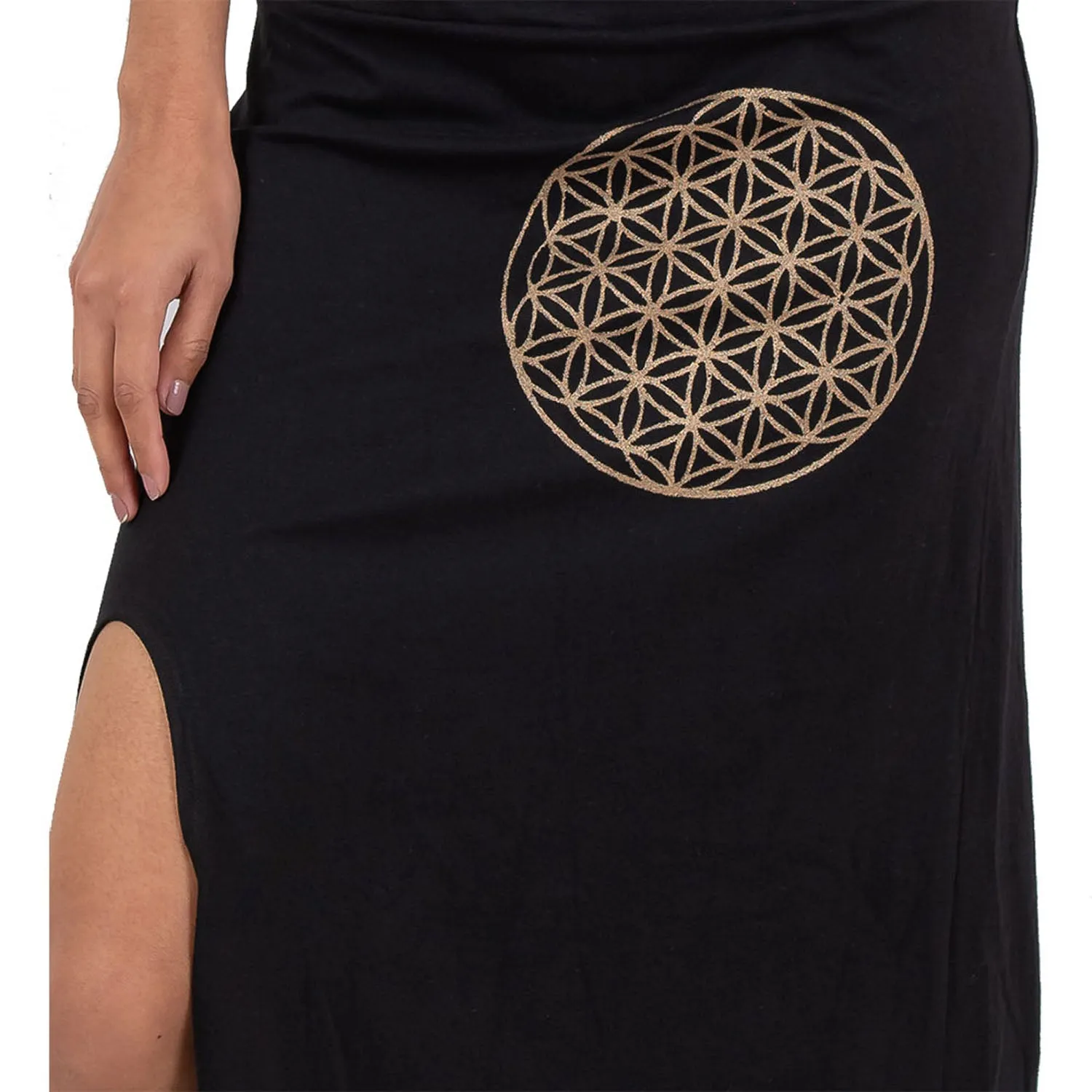 Flower of Life Maxi Slit Skirt