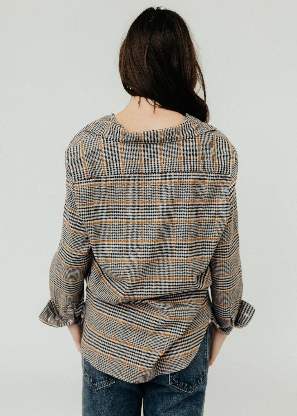 Frank & Eileen 'Eileen' Relaxed Button-Up in Camel & Black Plaid