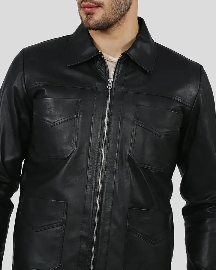 Freddie Black Biker Leather Jacket