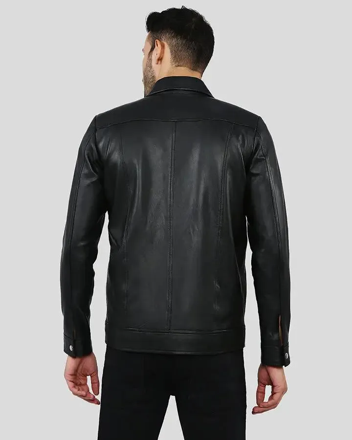 Freddie Black Biker Leather Jacket