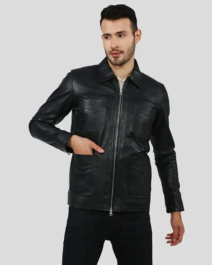 Freddie Black Biker Leather Jacket