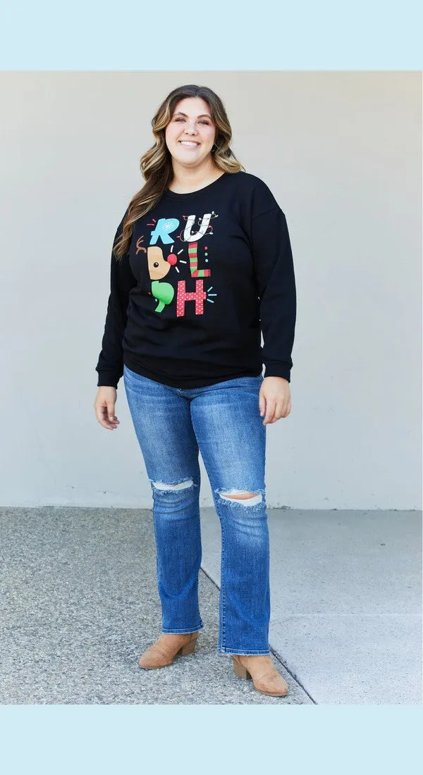 Full Size Christmas Graphic Round Neck Sweatshirt