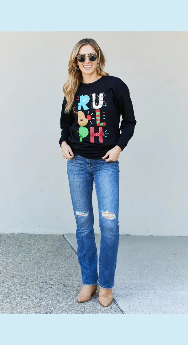 Full Size Christmas Graphic Round Neck Sweatshirt