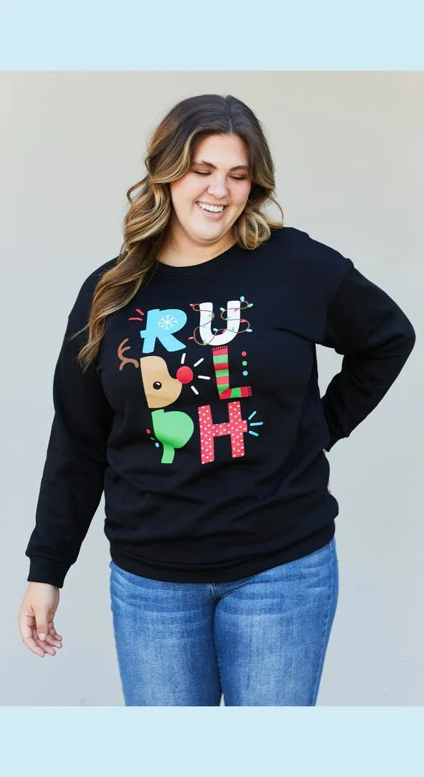 Full Size Christmas Graphic Round Neck Sweatshirt