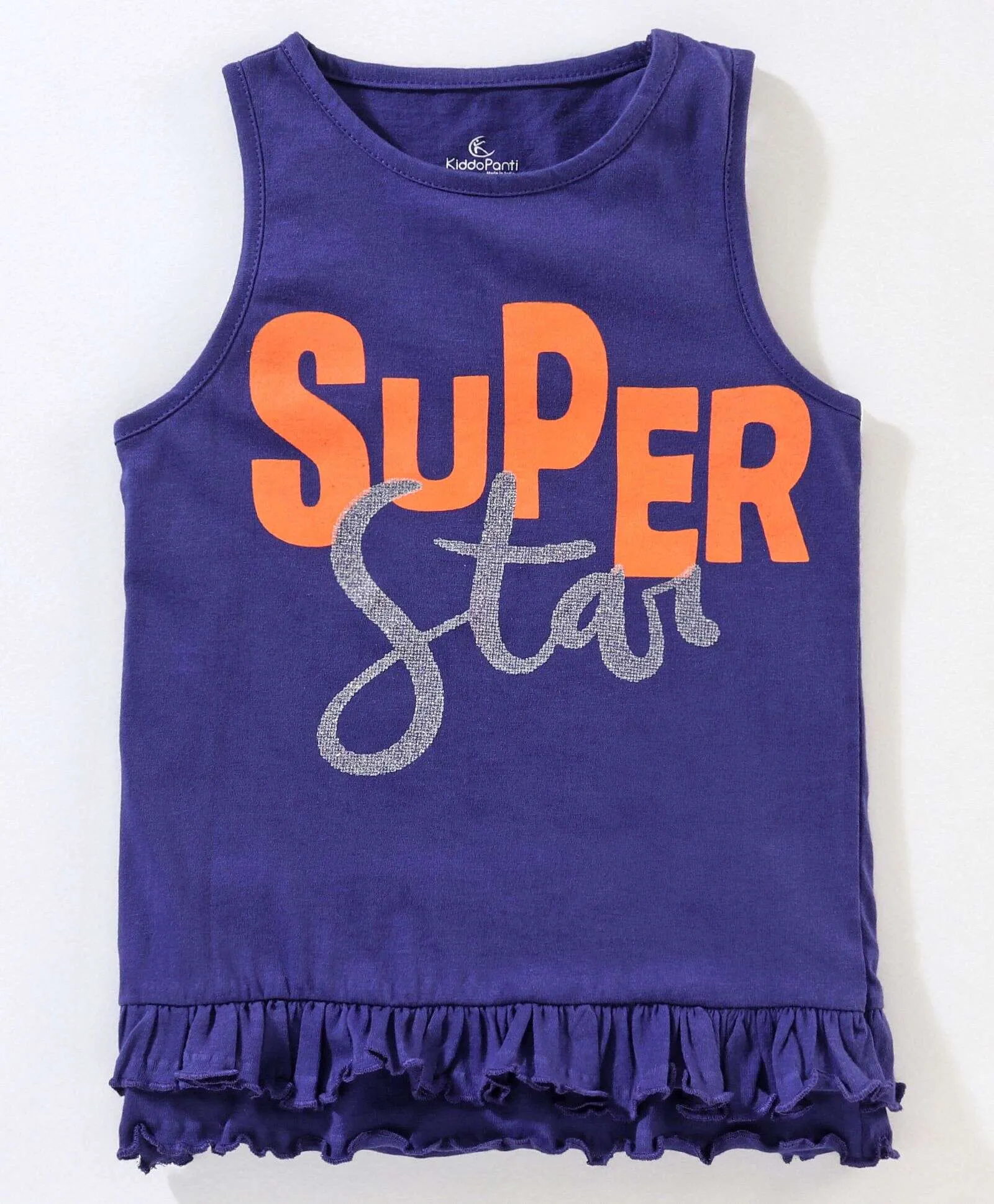 Girls Sleeveless Cotton Tee with Frill