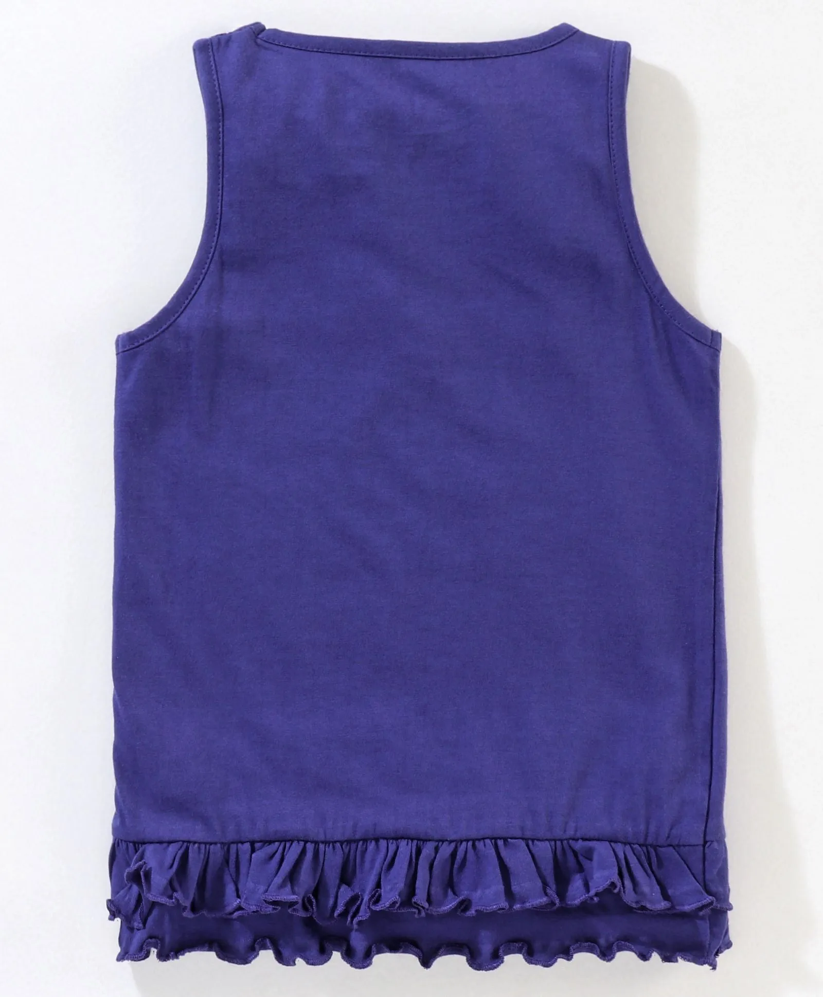 Girls Sleeveless tee with Print and frill hem