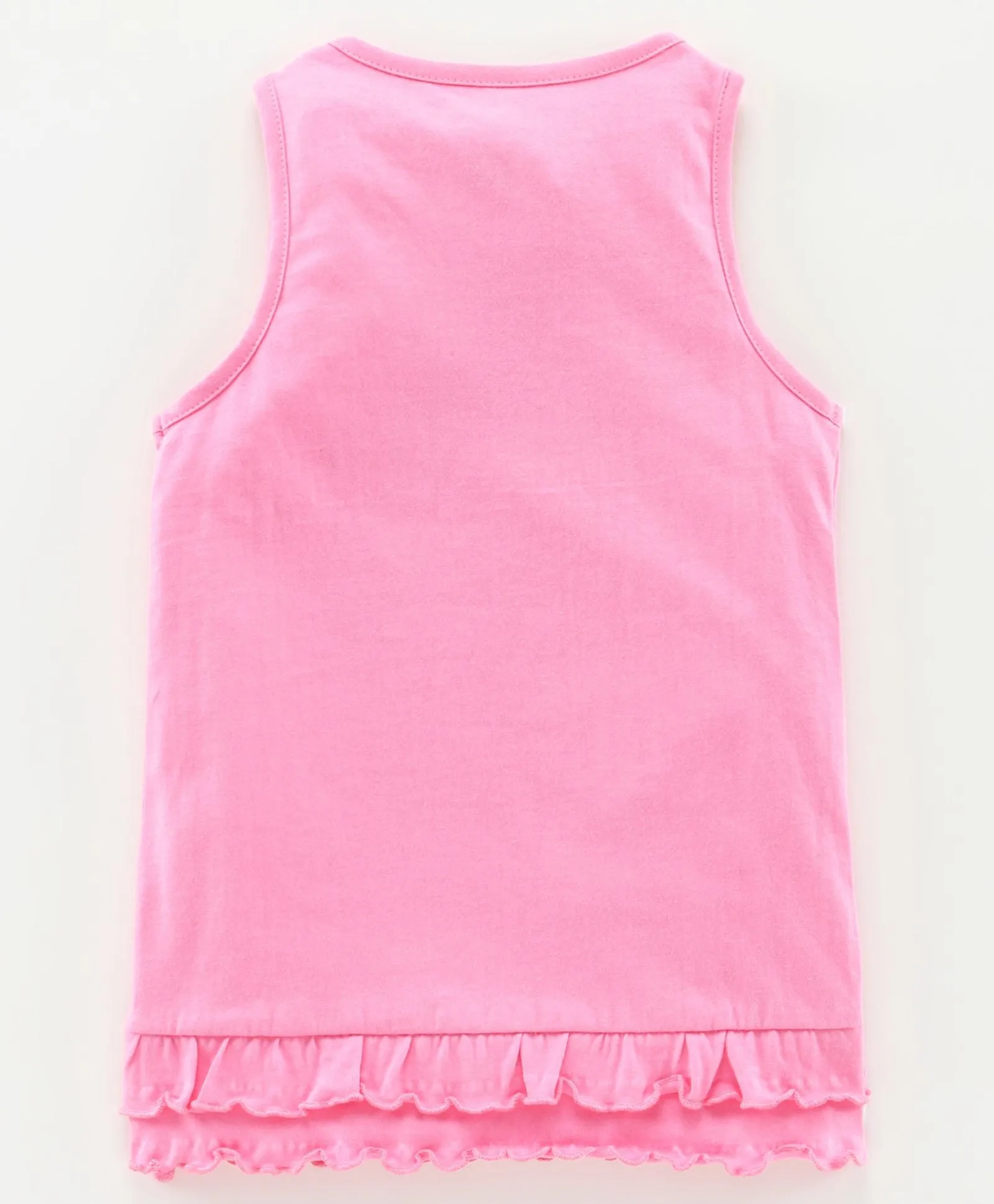 Girls Sleeveless tee with Print and frill hem